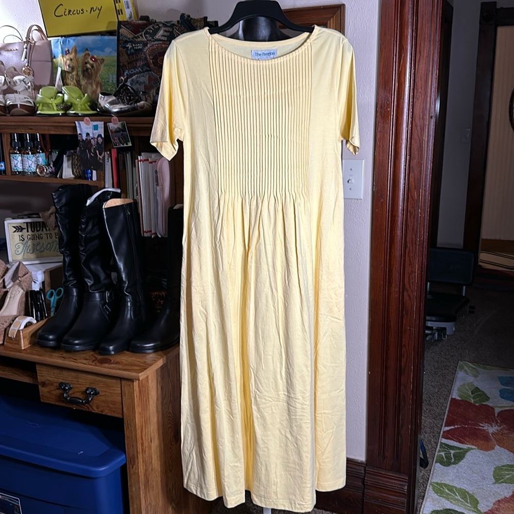 Neat Pleat Yellow Cotton Jersey Knit Pockets size small new